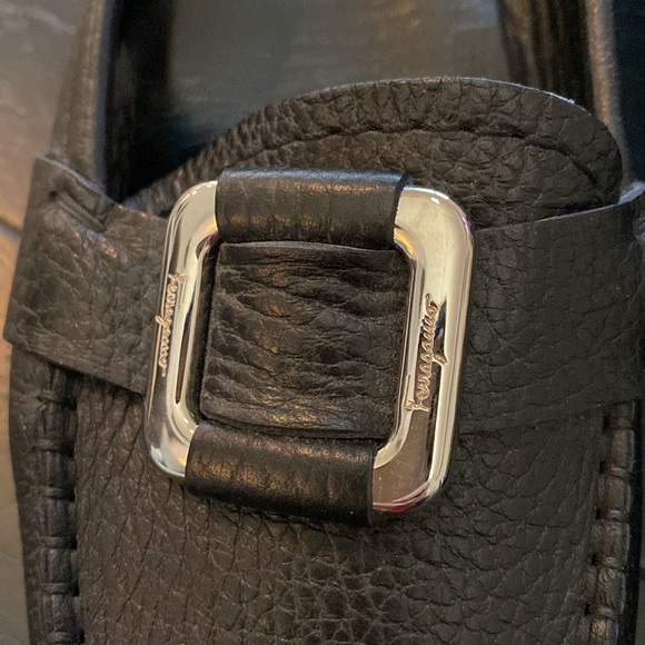 Salvatore Ferragamo Womens Loafers. Black with Silver Tone Logo Detail. 8.5 - Picture 8 of 10